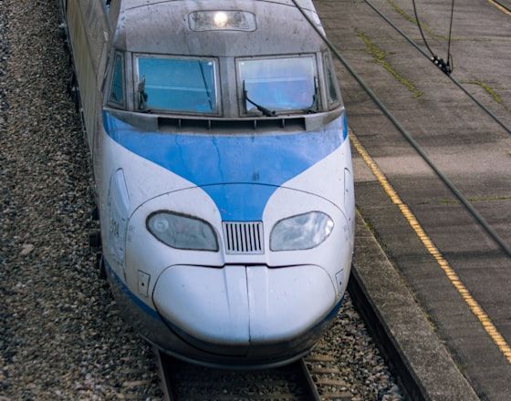 KTX high-speed train on the tracks, South Korea