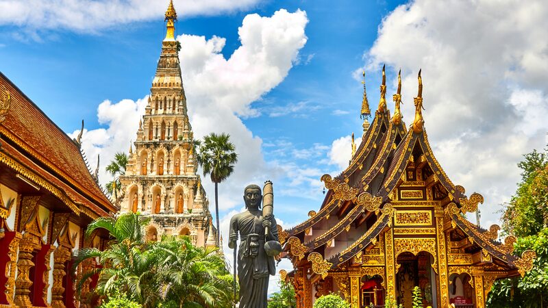 Thailand temples, longtail boats and islands