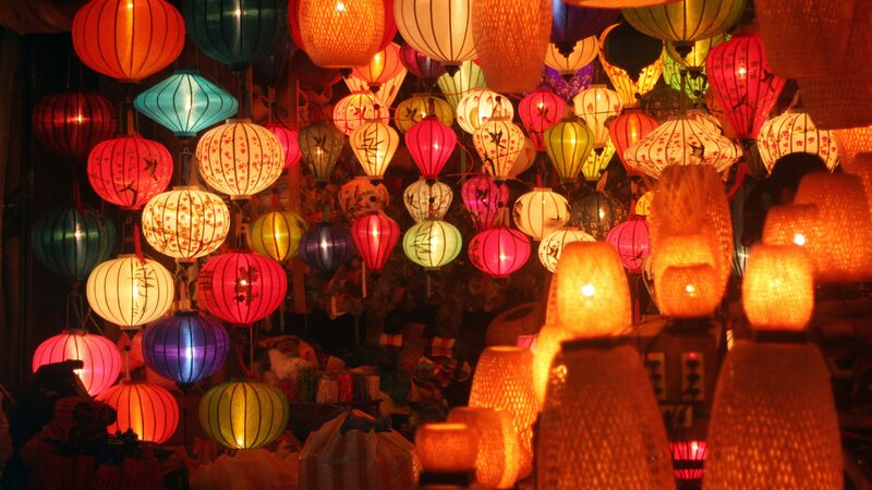 Lantern-lit street in Hoi An, Vietnam