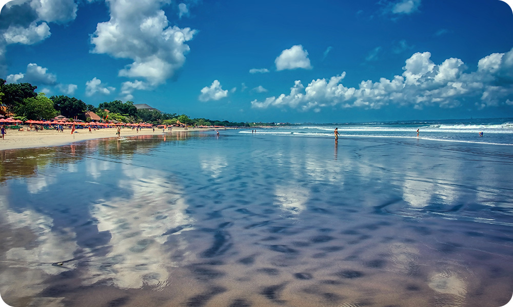 Indonesia-Seminyak Beach. Tranquil waters and blue skies.