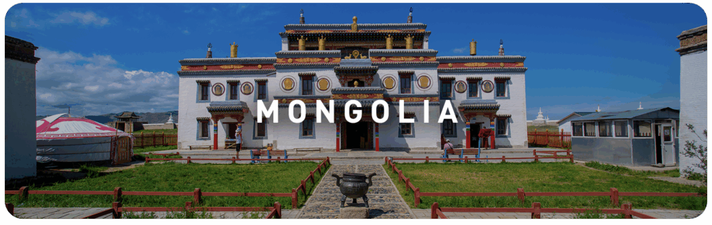 Buddhist monastery with traditional architecture in Mongolia