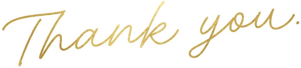 Gold script text reads: Thank you.